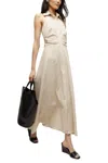 Veronica Beard Mackey Seersucker Halter Dress Khaki White In Multi
