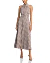 Veronica Beard Mackey Button-front Gingham Midi Dress In Light Chickory Dove