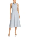 Veronica Beard Mackey Sleeveless Seersucker Midi Dress In Blue/white