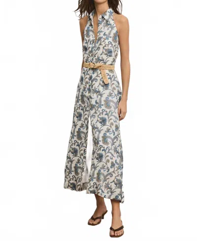 Veronica Beard Mackey Paisley Halter Midi Dress In Dove White Multi In Gray