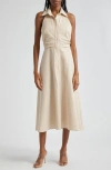 Veronica Beard Mackey Seersucker Shirtdress In Khaki/ White