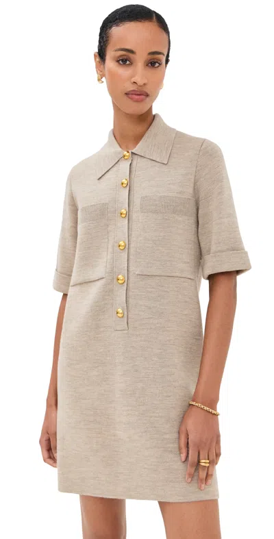 Veronica Beard Madden Knit Dress Oatmeal Melange In Brown