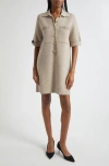 Veronica Beard Madden Merino Wool Mini Shirtdress In Oatmeal Melange In Brown