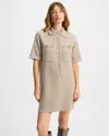 Veronica Beard Madden Merino Wool Mini Shirtdress In Brown