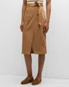 Veronica Beard Madeline Wrap-effect Cotton-blend Midi Skirt In Acorn