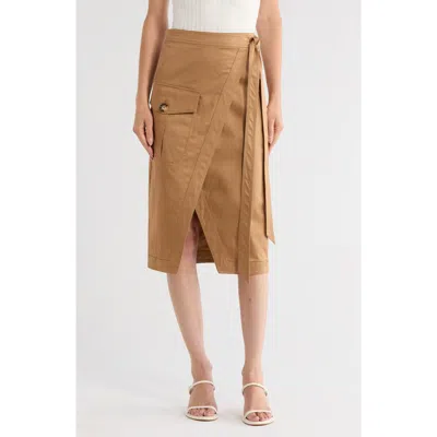 Veronica Beard Madeline Wrap Skirt In Brown