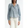 Veronica Beard Madge Floral Cotton Blend Button-up Shirt In Blue