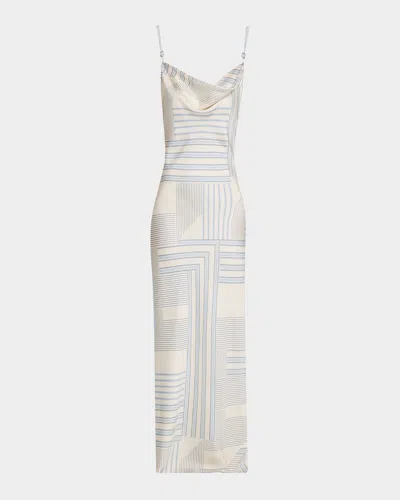 Veronica Beard Madison Stripe Silk Slip Dress In White