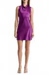 Veronica Beard Maelle Draped Stretch Silk Mini Dress In Dark Violet In Purple