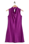 Veronica Beard Maelle Draped Stretch Silk Minidress In Dark Violet