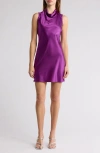 Veronica Beard Maelle Draped Stretch Silk Minidress In Dark Violet
