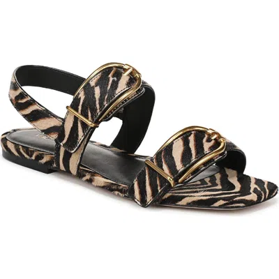 Veronica Beard Maglio Zebra Calf Hair Slingback Flat Sandals In Multi