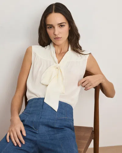 Veronica Beard Magnolia Tie-neck Blouse In Gray