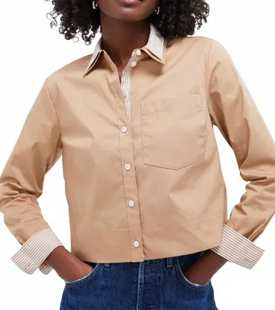 Veronica Beard Maia Double Collar Top In Beige In Brown