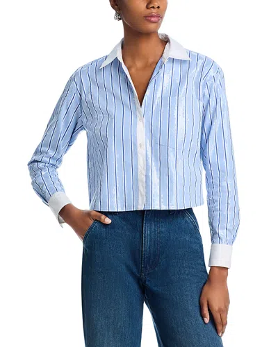 Veronica Beard Maia Sequined Shirt In Blue Sky White