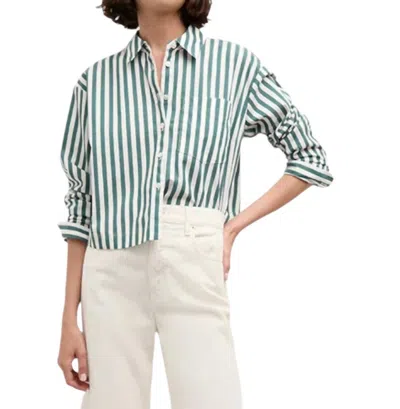 Veronica Beard Maia Top In Pine/white In Multi