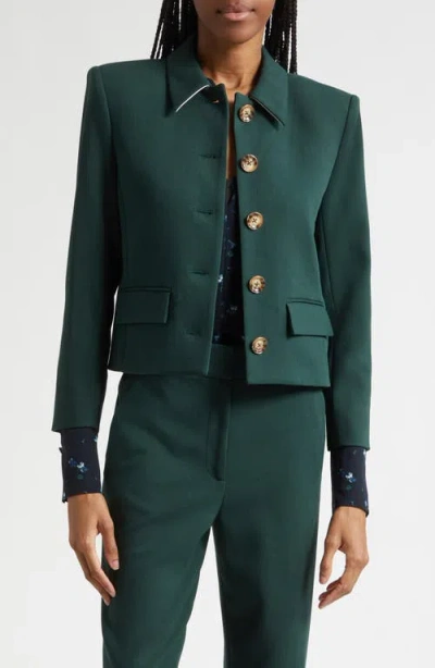 Veronica Beard Makayla Crop Jacket In Green