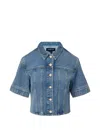 Veronica Beard Malcom Short Sleeve Denim Jacket In Blue