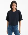 Veronica Beard Margaret Balloon Sleeve Blouse In Navy In Blue
