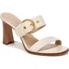 Veronica Beard Margaux Leather Buckle Sandal In Ecru