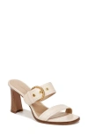 Veronica Beard Margaux Leather Buckle Sandal In Ecru