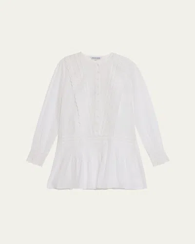 Veronica Beard Marguerite Embroidered Cotton Mini Dress In White