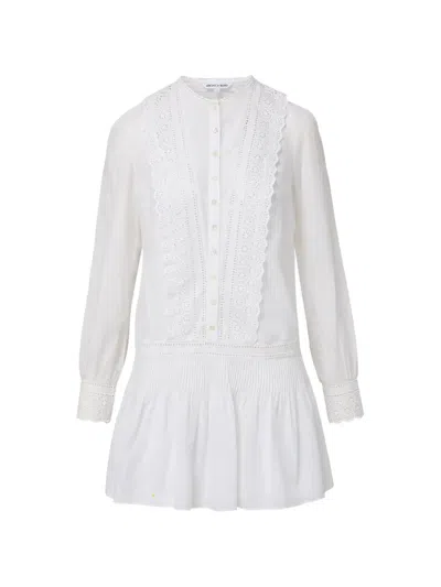 Veronica Beard Marguerite Eyelet Pleated Mini Dress In Neutral