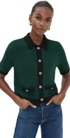 Veronica Beard Marie Cardigan In Pine/black