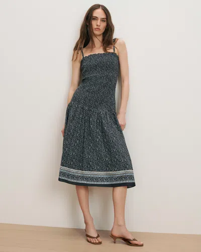 Veronica Beard Marietta Shirred Midi Dress In Multi