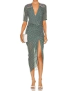 Veronica Beard Mariposa Green Printed Silk-chiffon Midi Dress In Multi