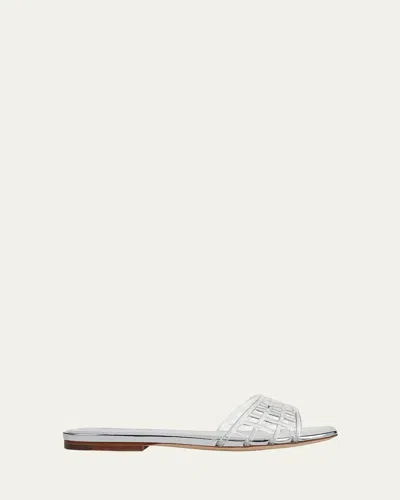 Veronica Beard Maris Jelly Flat Sandals In Clear/silver