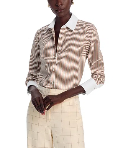 Veronica Beard Marisol Classic Stripe Shirt In Contrast Collar And Cuffs