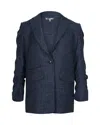 Veronica Beard Martel Dickey Herringbone Blazer In Blue Virgin Wool In Blue