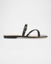 Veronica Beard Marthe Crisscross Buckle Flat Slide Sandals In Black