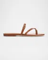 Veronica Beard Marthe Crisscross Buckle Flat Slide Sandals In Honey