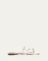 Veronica Beard Marthe Crisscross Buckle Flat Slide Sandals In Parchment