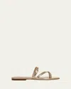 Veronica Beard Marthe Metallic Crisscross Buckle Flat Slide Sandals In Gold