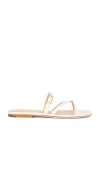 Veronica Beard Marthe Crisscross Buckle Flat Slide Sandals In White
