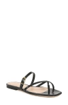 Veronica Beard Marthe Crisscross Buckle Flat Slide Sandals In Black