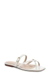 Veronica Beard Marthe Crisscross Buckle Flat Slide Sandals In Parchment