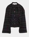 Veronica Beard Martine Plaid Wool Blend Dickey Scarf Coat In Black