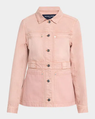Veronica Beard Marvin Denim Utility Jacket In Pink