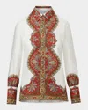 Veronica Beard Maryam Linen Paisley Top In Dove/red Multi