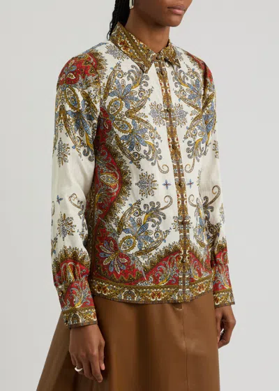 Veronica Beard Maryam Paisley-print Linen Shirt In Multicoloured