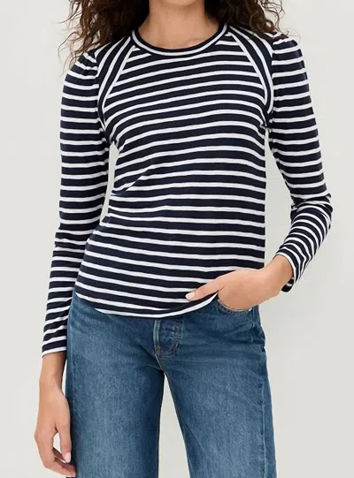 Veronica Beard Mason Baseball Long Sleeve Tee In Navy White In Blue