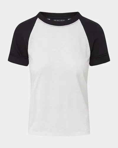Veronica Beard Mason Baseball Tee In White
