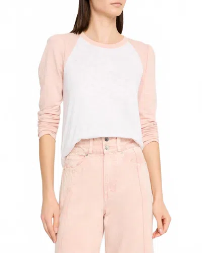 Veronica Beard Mason Baseball Tee In White/pink In Multi