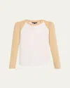 Veronica Beard Mason Two-tone Slub Pima Cotton-jersey Top In Beige