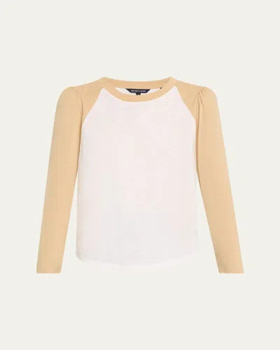 Veronica Beard Mason Two-tone Slub Pima Cotton-jersey Top In Beige