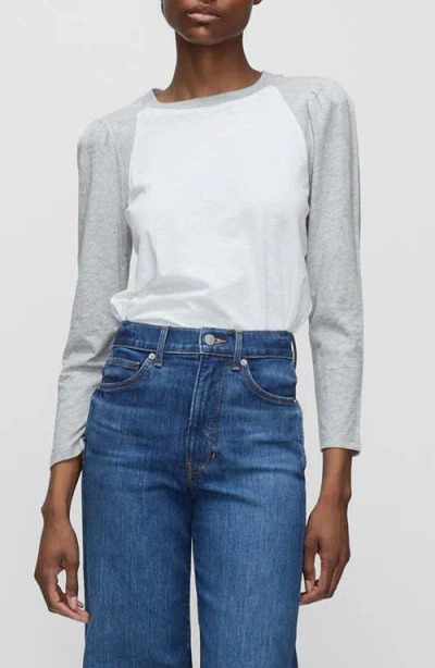 Veronica Beard Mason Colorblock Baseball T-shirt In White Heather Grey